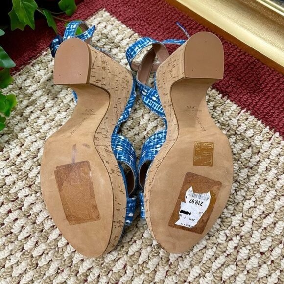 TABITHA SIMMONS Elena Crisscross Platform Wedge Sandals in Blue Size 39.5 / US 9 - Picture 10 of 14